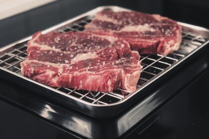 Moderner Dörrautomat mit 10 Edelstahl-Einsätzen zur Haltbarmachung von Obst, Gemüse und Kräutern für eine nachhaltige Küche ohne Abfall.