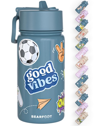 Trinkflasche Kinder Edelstahl mit Strohhalm Thermosflasche