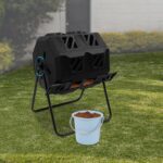 35.2 Gallon Rotierender Doppelkammer-Komposter Kompostbehälter Taumelkomposter
