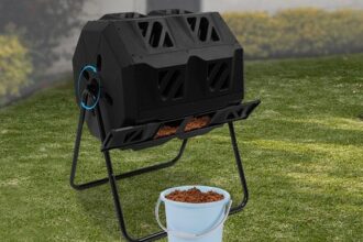 35.2 Gallon Rotierender Doppelkammer-Komposter Kompostbehälter Taumelkomposter