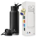 1L Trinkflasche mit Strohhalm & Ausgießer