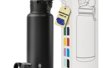 1L Trinkflasche mit Strohhalm & Ausgießer