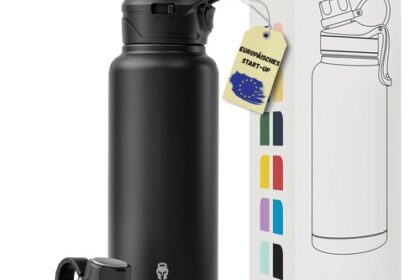 1L Trinkflasche mit Strohhalm & Ausgießer