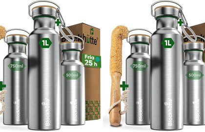 Blockhütte Premium Edelstahl Trinkflasche Isoliert I