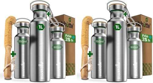 Blockhütte Premium Edelstahl Trinkflasche Isoliert I
