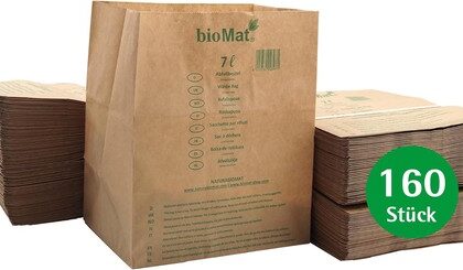 bioMat Kompostierbare 7l Biomülltüten aus Papier,