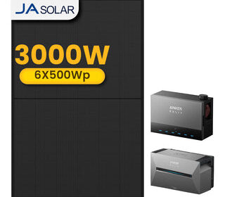 Anker Solarbank 3 E2700 Pro mit Power Dock Multisystem, mit 6 x 500 JA Solar Bifaziale Solarmodule, by Powerness - ohne Smart