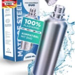 Edelstahl Trinkflasche 1L isoliert Bruchfest kompatibel