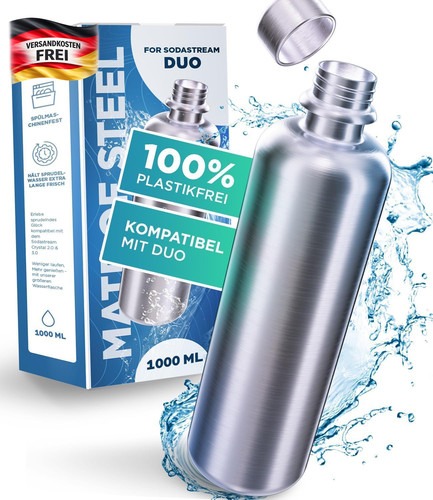 Edelstahl Trinkflasche 1L isoliert Bruchfest kompatibel