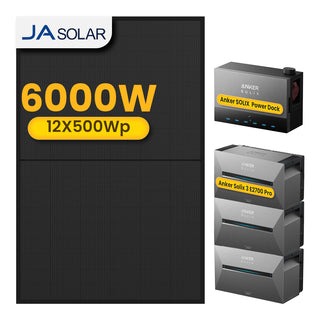 3x Anker Solarbank 3 E2700 Pro mit Power Dock Multisystem, mit 12 x 500 JA Solar Bifaziale Solarmodule, by Powerness - 1x Sma