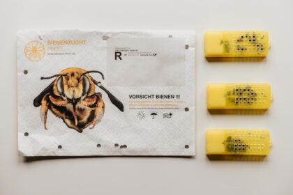 Ein Set aus bunten Bienenwachstüchern, umweltfreundlich verpackt, als nachhaltige Alternative zu Frischhaltefolie für die Aufbewahrung von Lebensmitteln.