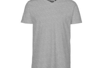 Neutral Bio-Herren-T-Shirt mit V-Ausschnitt, sport grey, Gr. L