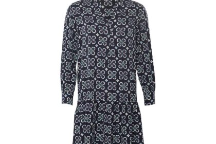 Living Crafts Bio-Damen-Midi-Kleid "SOLENNE" langarm, oyster print, Gr. 36
