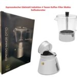 Espressokocher Edelstahl Induktion 4 Tassen Kaffee-Filter