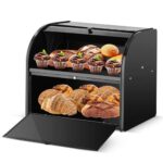 Edelstahl Brotkasten 2 Etagen mit Rolltop