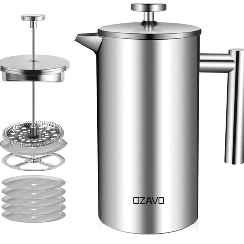 Kaffeebereiter French Press 1L Edelstahl isoliert