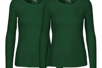 Neutral 2er-Pack Bio-Damen-Langarmshirt mit Rundhalsausschnitt, bottle green, Gr. S