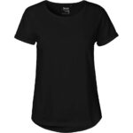 Neutral Bio-Damen-T-Shirt mit Roll-Up-Ärmeln, schwarz, Gr. L