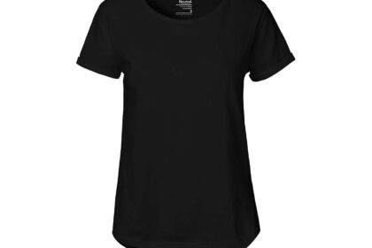Neutral Bio-Damen-T-Shirt mit Roll-Up-Ärmeln, schwarz, Gr. L