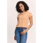 tranquillo Damen-T-Shirt "Manaa" aus Tencel, peach, Gr. S
