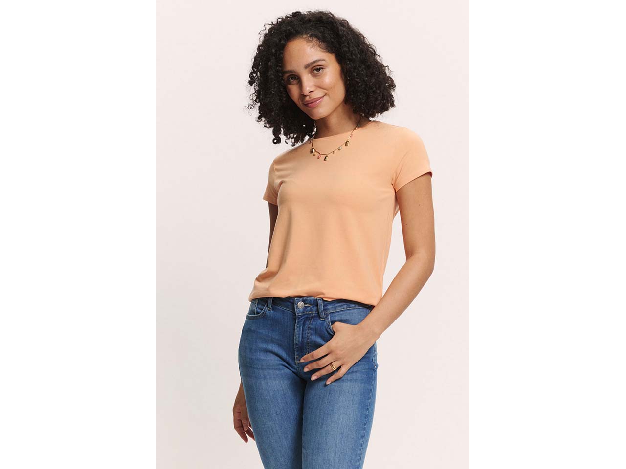 tranquillo Damen-T-Shirt "Manaa" aus Tencel, peach, Gr. S