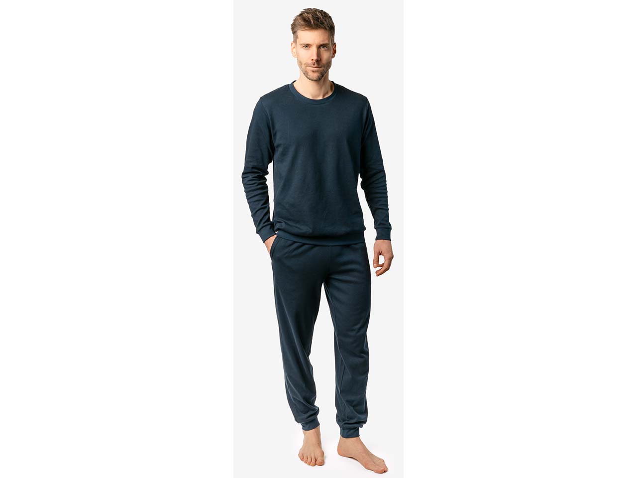 Living Crafts Bio-Herren-Schlafanzug "ALVAR", dark navy, Gr. L