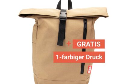 Rucksack "Rolltop Backpack" aus recy. PET-Flaschen inkl. 1c-Gratisdruck, sand