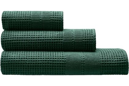 Cotonea Waffelpikee Duschtuch, 70 x 140 cm, Bio-Baumwolle, smaragd