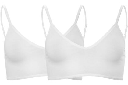 Living Crafts 2er-Pack Bio-Damen-Bustier 'TAMILLA' mit V-Ausschnitt, offwhite, Gr. S