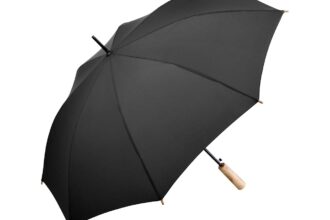 Stockschirm 'ÖkoBrella' mit Recycling-Polyester-Bezug, schwarz